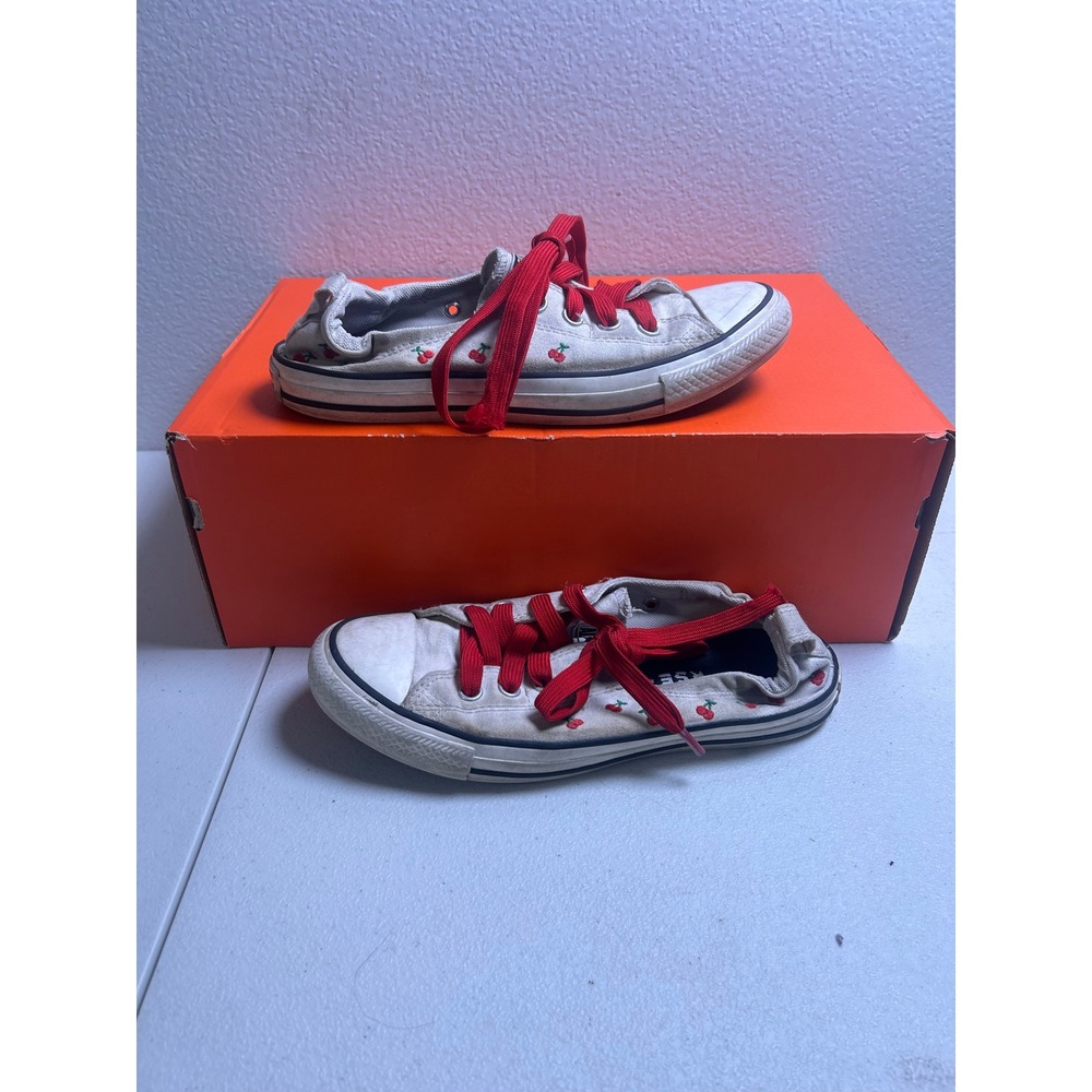 Converse All Star Shoreline Slip White Cherry Red Womens 8.5 #3168